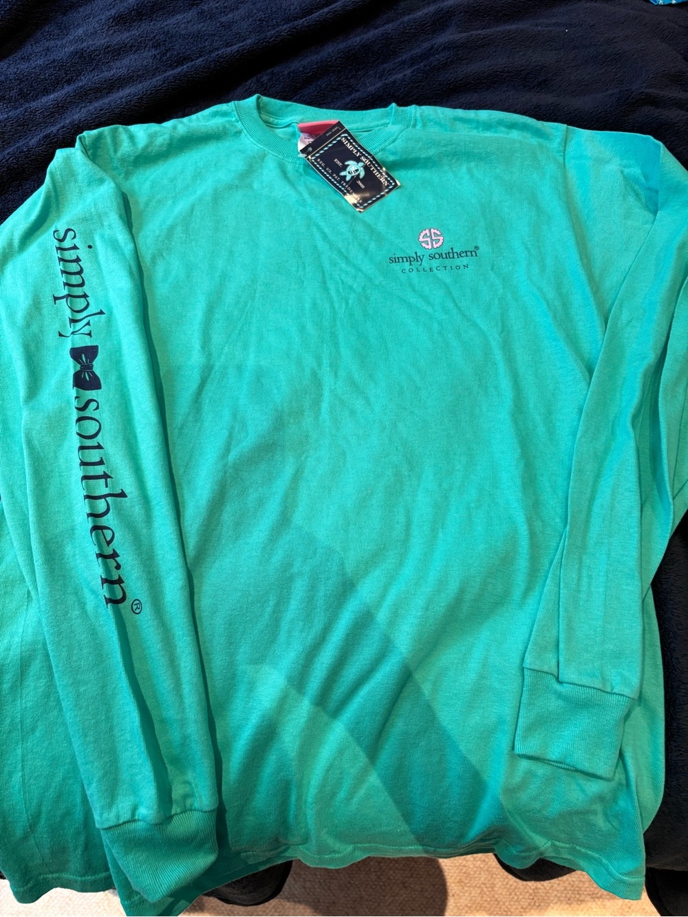 Simply Southern Men's Long-Sleeve Tee - Teal Green - NWT